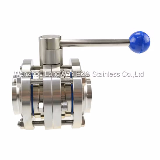 Manuell geschweißtes dreiteiliges Absperrklappenventil in hygienischer Qualität aus Edelstahl (JN-BV1007)